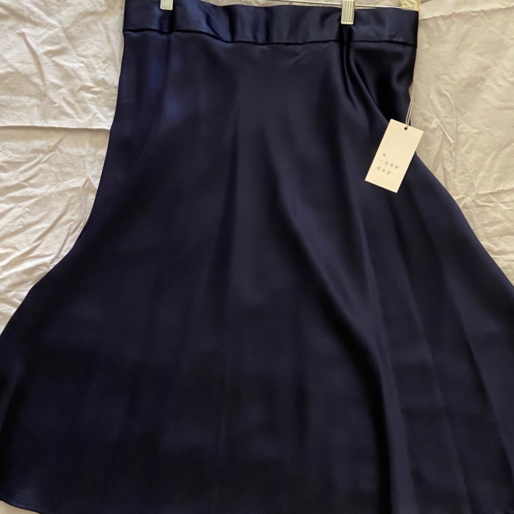 Navy Satin Skirt